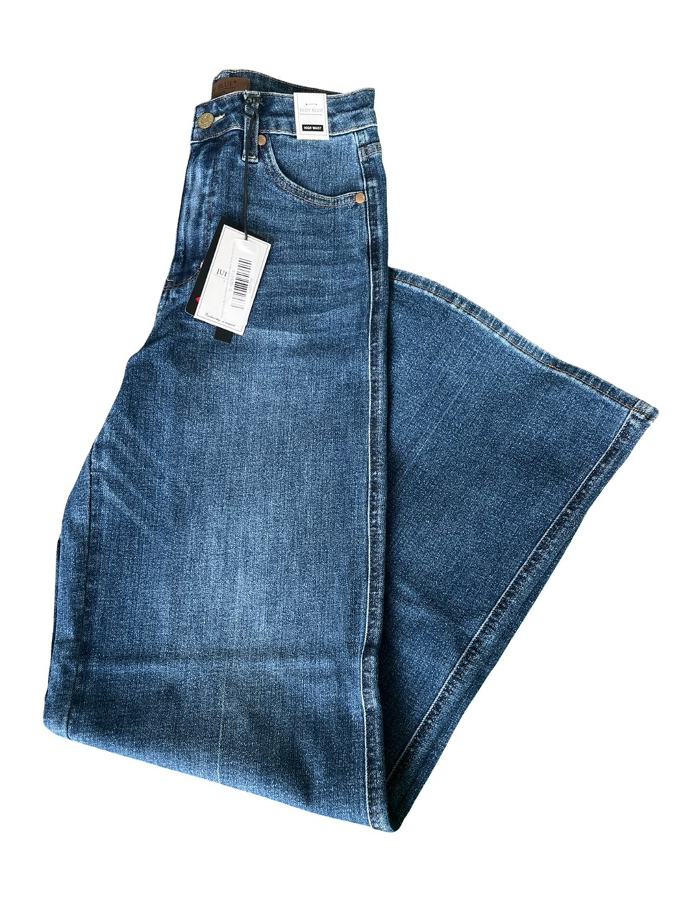 NEW Judy Blue Jeans Retro Wide High Waist Dark Blue Denim Womens Size 5/27